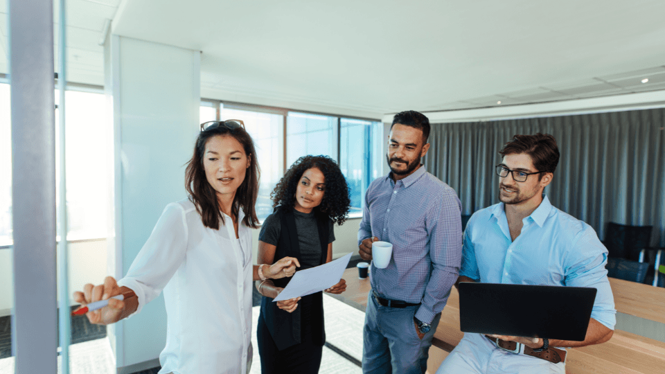 Group of colleagues working together in an office